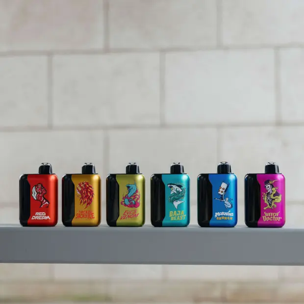 row of 6 e-cigarette devices