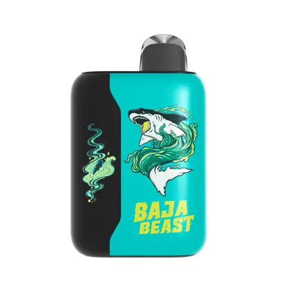 Teal e-cig with a design of a shark