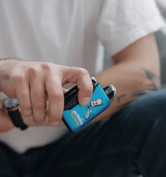 nicotine ecig device in hands
