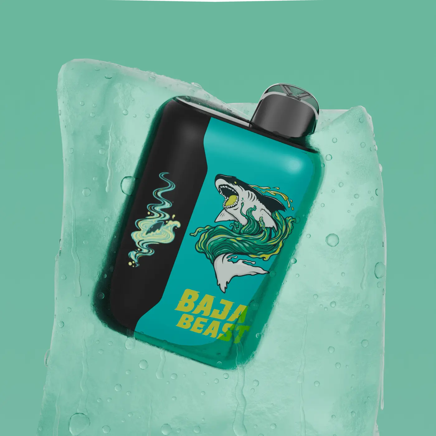 ecig in an ice block for tropical lime ice flavor cue