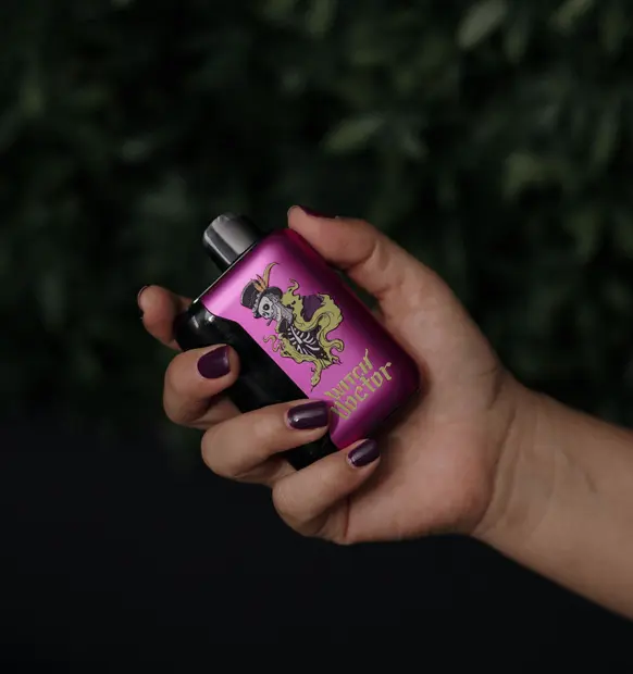 nicotine ecig device in hands